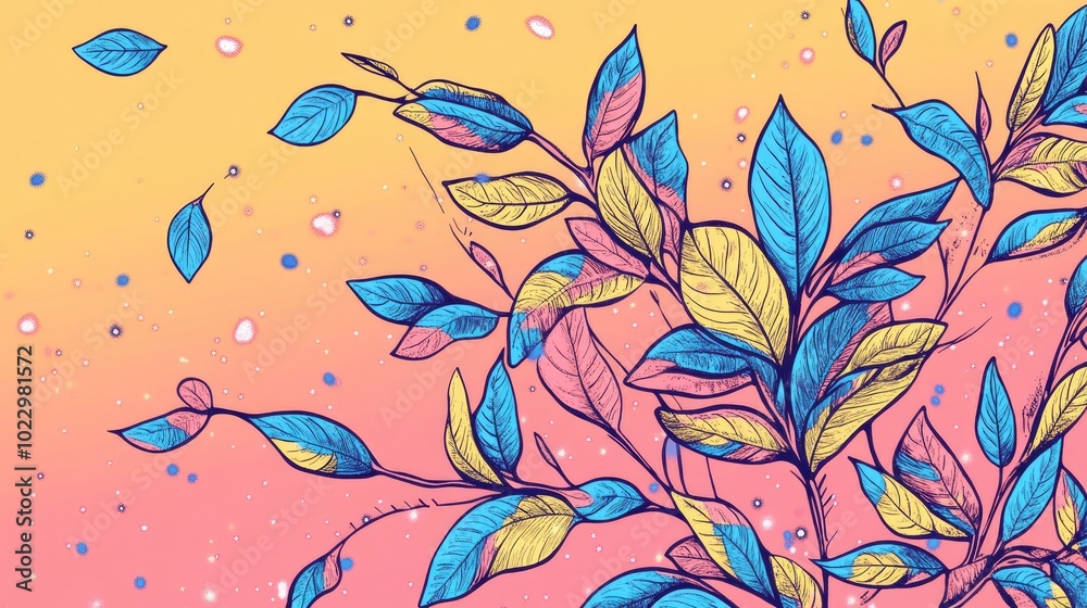 Poster bokeh background with leaves