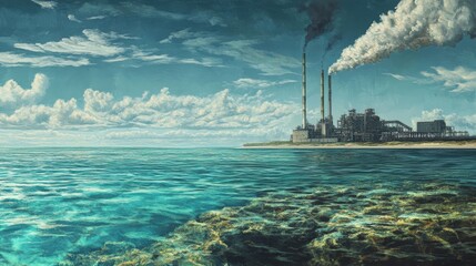 Fototapeta premium Industrial complex on a tropical coast.