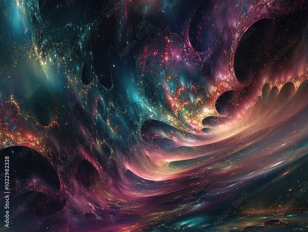 Aufkleber abstract digital fractal pattern showcasing a fantasy space theme