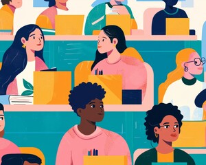 A diverse group of students engaged in a classroom setting, showcasing collaboration and enthusiasm for learning.