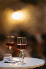 glass of wine on table