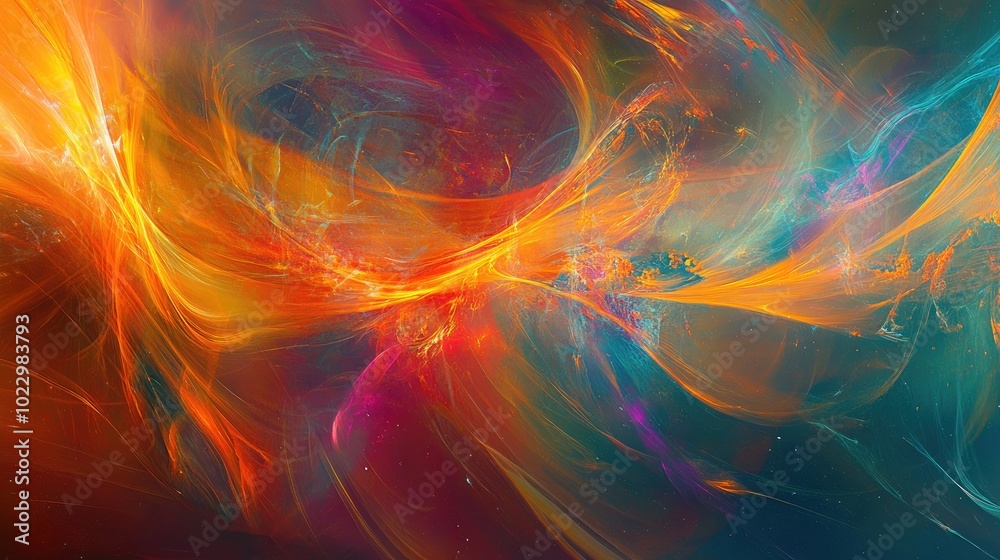 Aufkleber Colorful abstract design featuring a digital energy texture creating a surreal and imaginative backdrop with elements of motion and space art