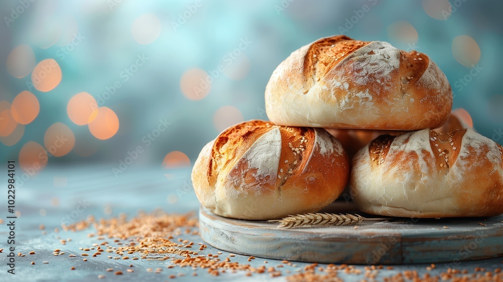 Wall mural bakery products. bakery. assorted freshly baked pastries. a lot of ready-made fresh bread in a baker