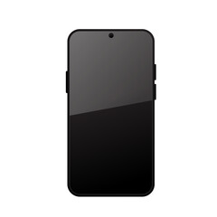 Black smartphone template with dark screen on white background