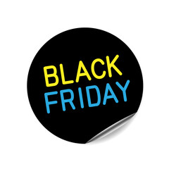 Black friday round sign sticker tag label on white background