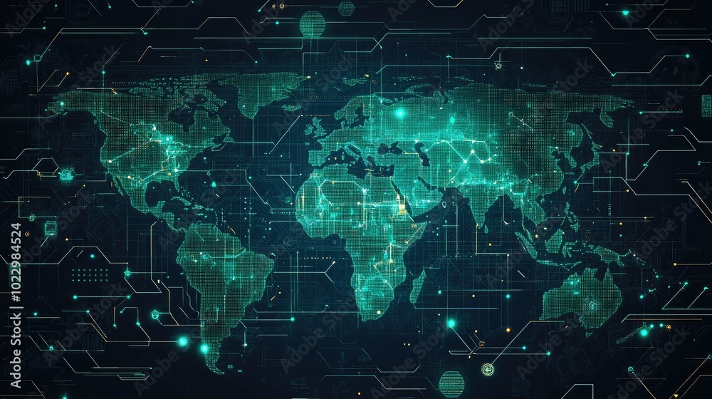 Poster Abstract Digital Background Of Innovative Software Abstract Digital Map Featuring Hi Tech World Design Technology And Science Data Visualization