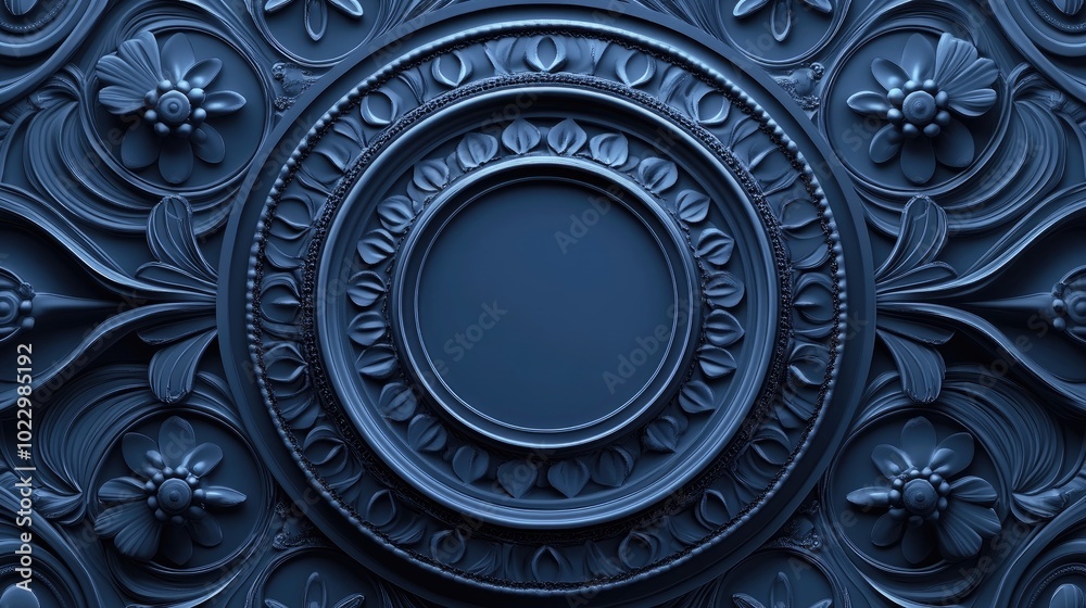 Poster 3d circular mural wall art design for home interiors featuring classic decorative elements in a vect
