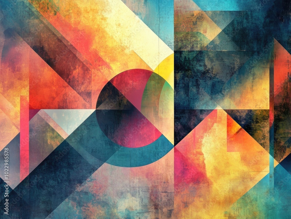 Aufkleber abstract geometric fantasy background featuring diverse elements