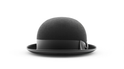 Fototapeta premium Black Bowler Hat Isolated on White Background