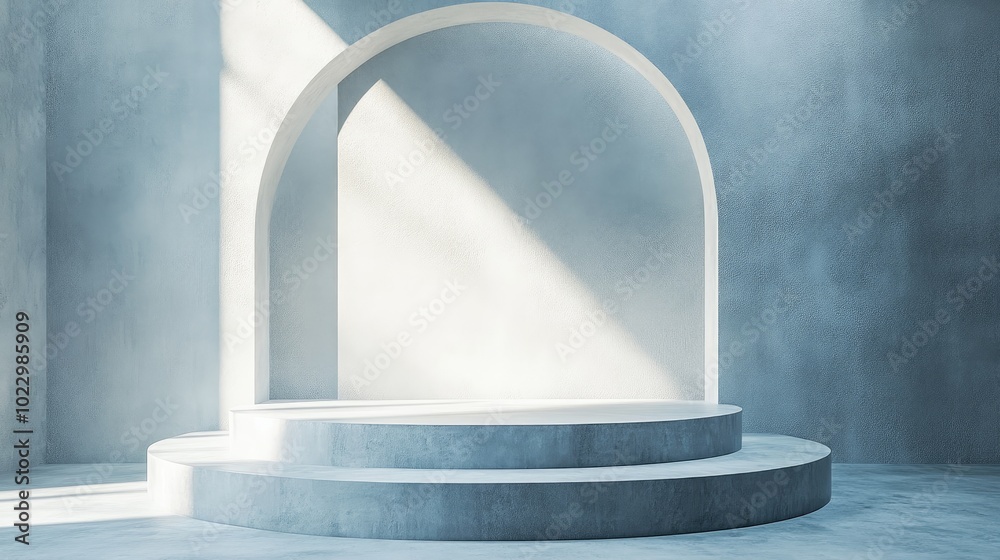 Poster 3D rendering of a premium exhibition background with a mock up podium for product presentations
