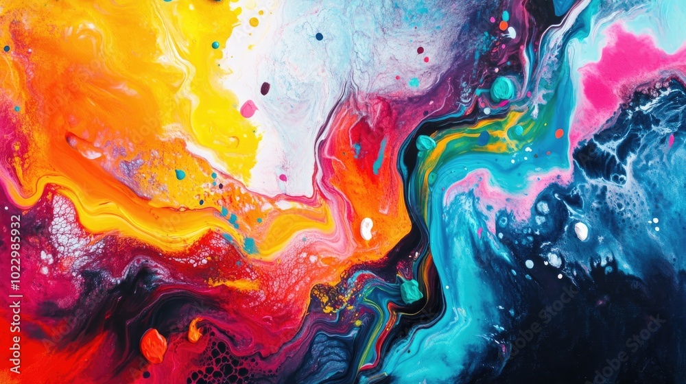Poster Abstract art background featuring vibrant shapes created with acrylic paint Colorful painting showcasing unique abstract forms