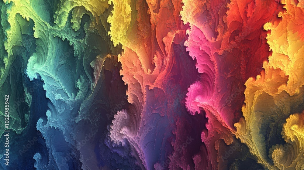 Poster A vibrant and imaginative fractal background in a spectrum of colors