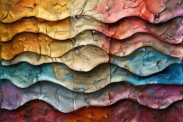 Colorful, textured waves in an abstract pattern