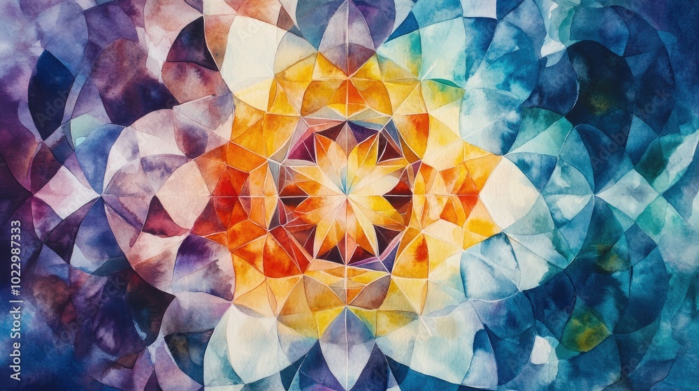 Poster abstract watercolor texture featuring sacred geometry a creative pattern for graphic design showcasi