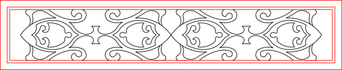 Vector sketch illustration of the silhouette of a classic vintage ethnic traditional floral frame background design