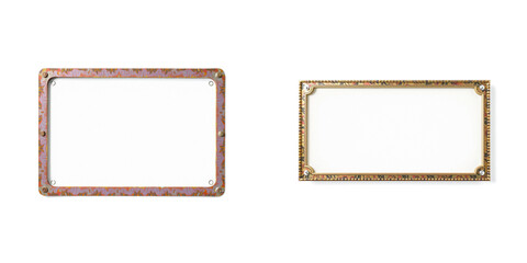 metal wall frame isolated on white, background and border for design
