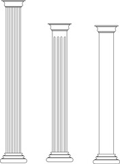 Vector sketch illustration of the silhouette of a building column design, neoclassical building, old vintage Roman Greek style