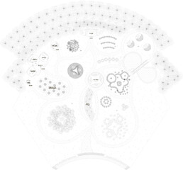 Vector sketch illustration of the silhouette of a city park landscape plan design with greening plants