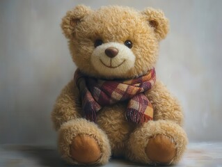 Obraz premium a whimsical teddy bear set against a pure white background, creating a charming focal point that evokes nostalgia and warmth, ideal for children's illustrations or playful themes