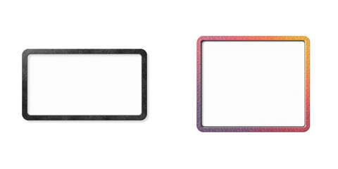 black and colorful round corner frame isolated on white, background and border for design