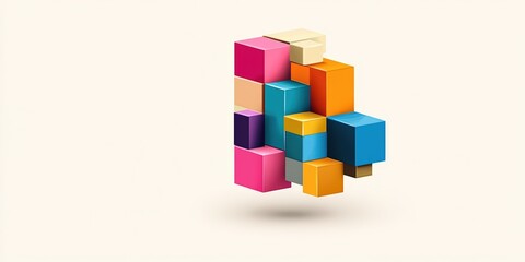 Obraz premium Colorful cubes stacked on white background.