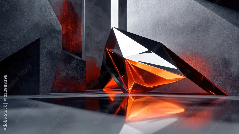 Poster 3d rendered scene featuring a geometric plane design
