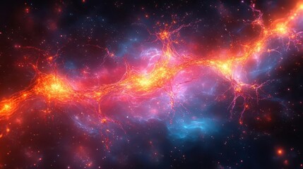 Obraz premium abstract glowing neurons interconnected in a vivid display emphasizing the beauty of brain activity and neural pathways presented in a captivating array of colors and shapes