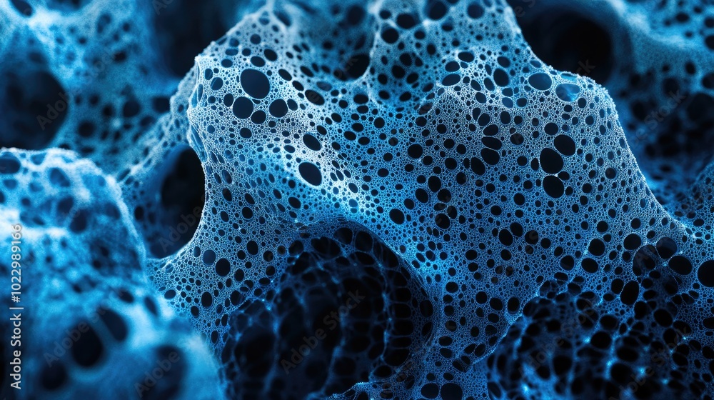 Poster Abstract Technology Background Wallpaper In Blue Artificial Intelligence Neural Network Macro View Deep Learning Digital Glowy Lace Texture