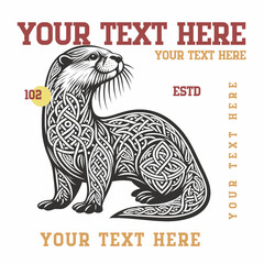 A beautiful otter rendered in a Celtic knotwork style. This detailed vector illustration blends nature and mythology, featuring elegant, interwoven patterns.

