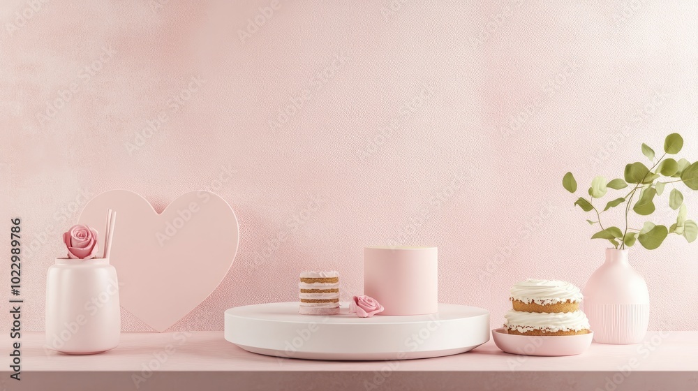 Poster 3d render of a minimalistic sweet scene featuring a display podium for mockups and product branding 