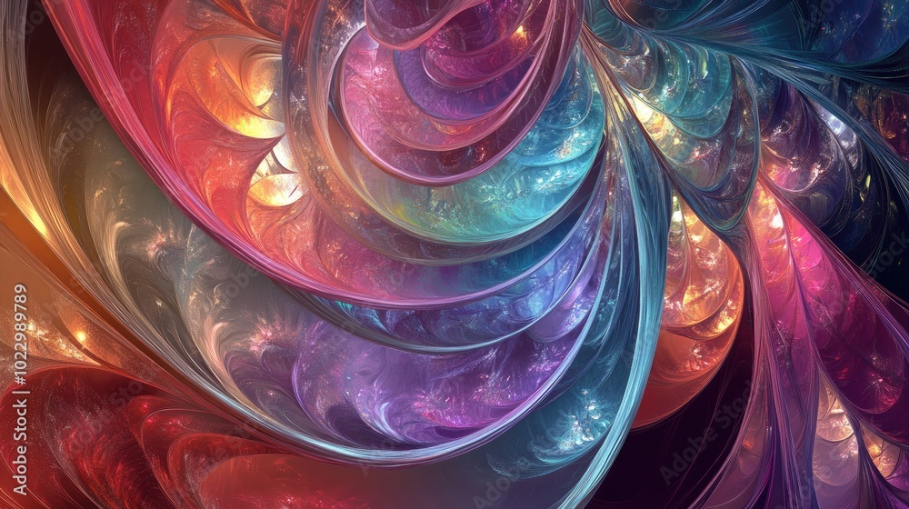 Poster abstract digital fractal creative fantasy design with decorative elements