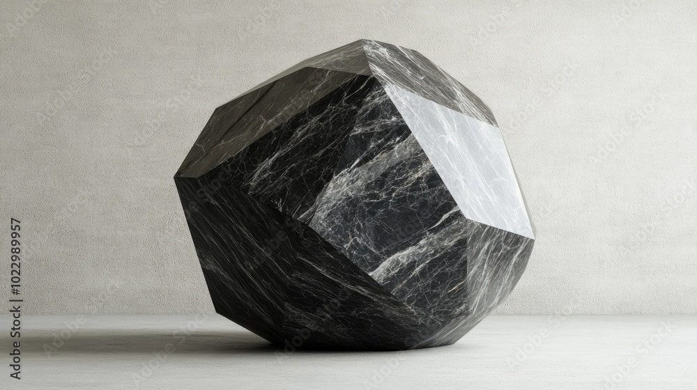 Poster Abstract 3D Textured Object with Geometric Marble Stone Shape