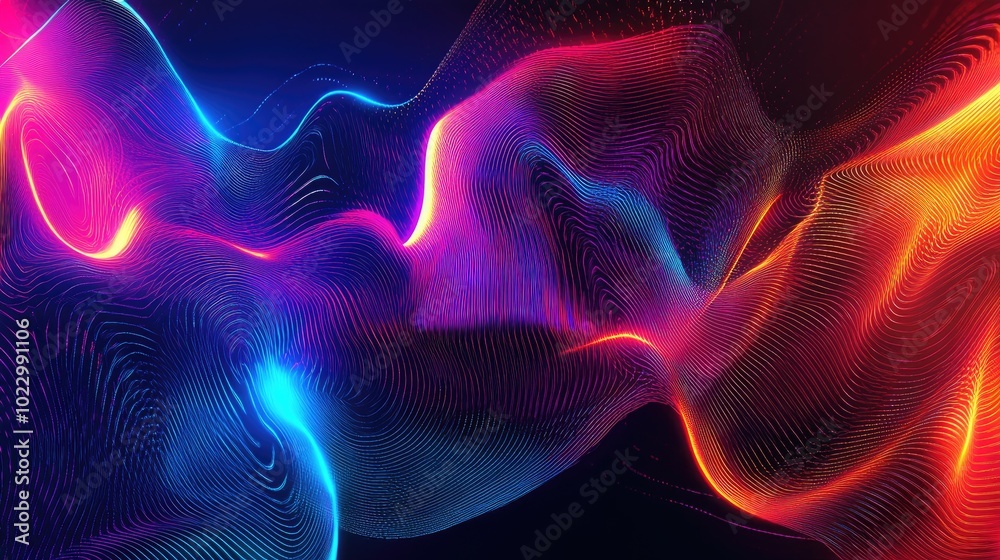 Aufkleber abstract multicolored background with glowing neon lines and shapes laser beams creative design elem