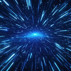 Naklejka premium Starry light pattern, blue streaks, space theme, glowing display, radiant energy, futuristic design, sparkling lines, cosmic rays