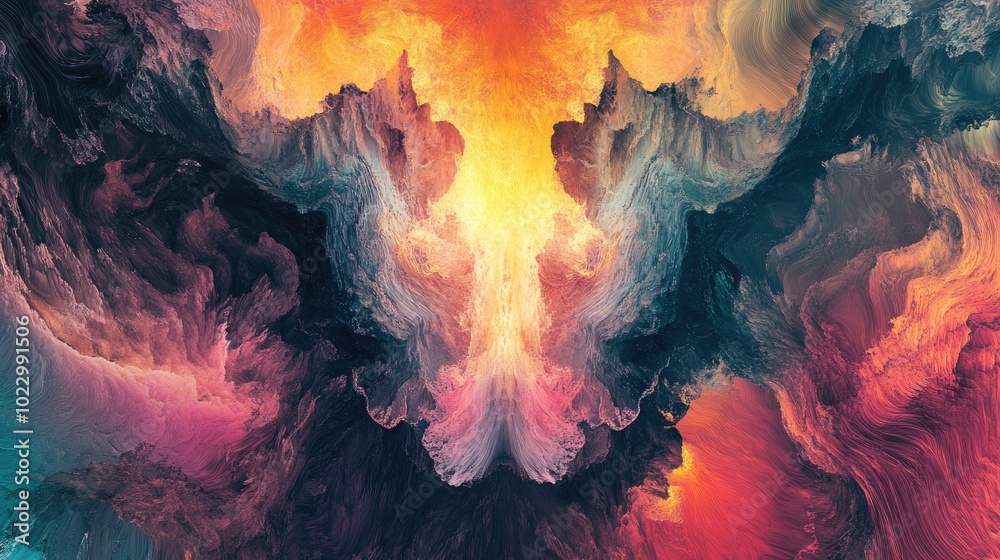 Poster Abstract Fractal Design Pattern with Rendered Artwork Texture