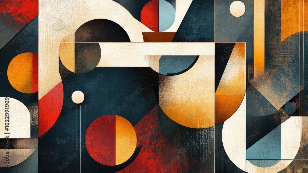 Aufkleber Abstract modern artwork featuring a unique composition of geometric shapes and elements Minimalist geometric vector background design