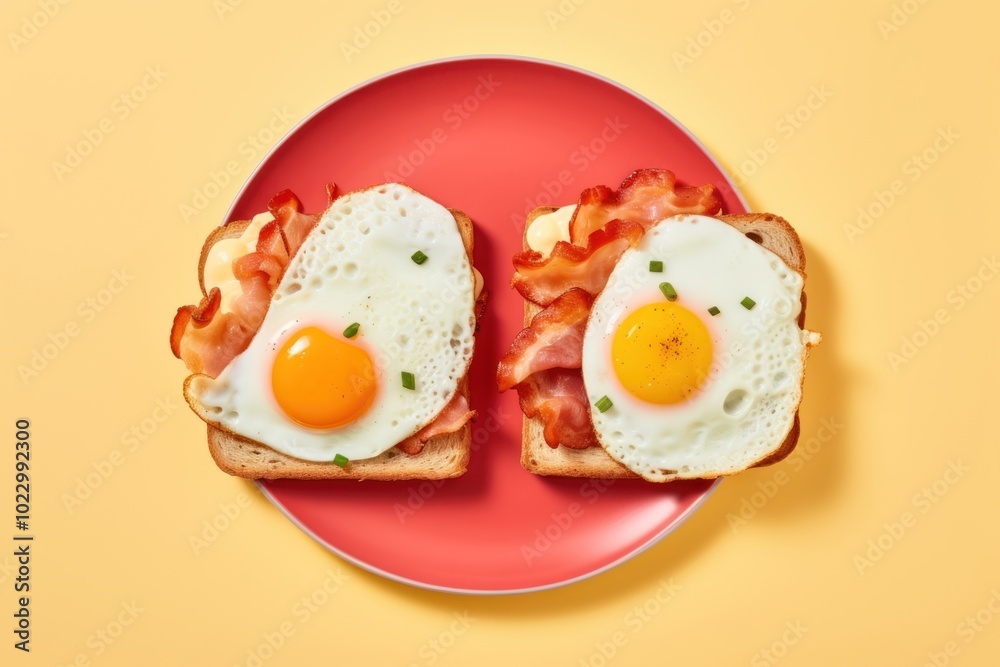 Canvas Prints Toast egg yellow bacon.