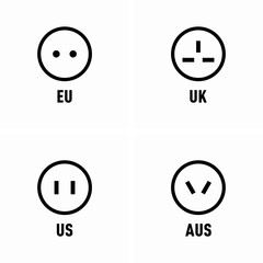 Electric plug socket information sign icon