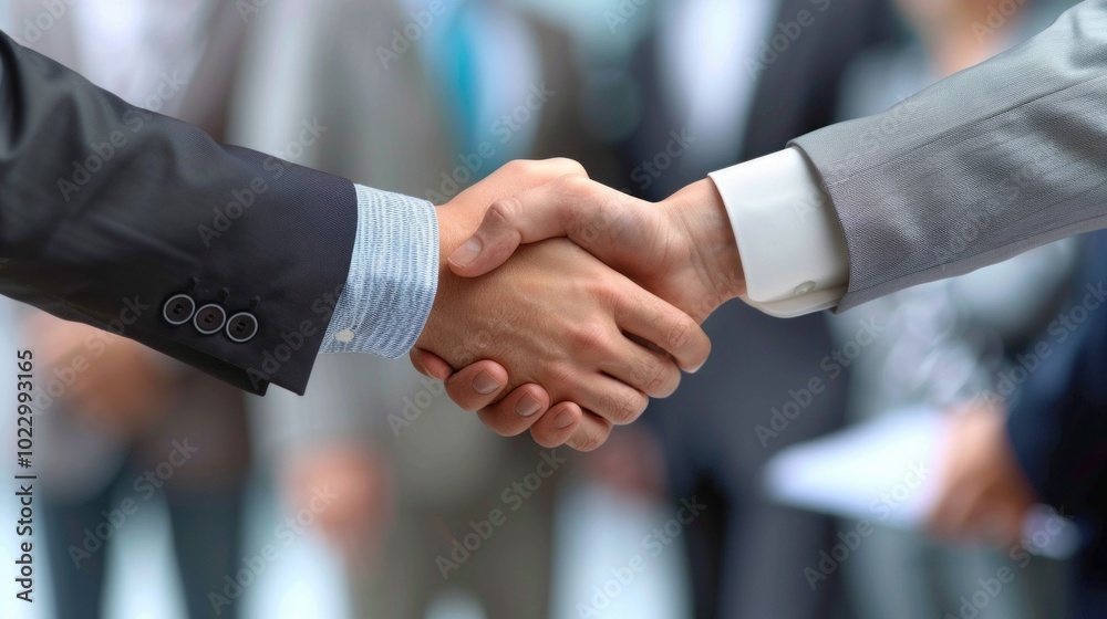 Poster two men shaking hands in a business setting