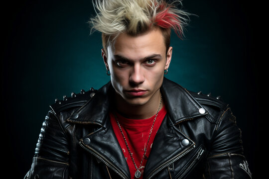Brutal metal music lover rocker band member diversity age, cool punk style, Generative AI photo