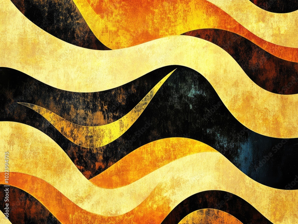 Poster abstract artwork featuring a modern golden background with retro patterns ideal for wallpaper and de