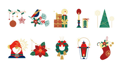 Naklejka premium Collection of Christmas elements, Christmas concept vector illustration