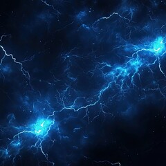 Electric Blue Lightning, Energy Burst, Dark Stormy Sky, Abstract Light Effects