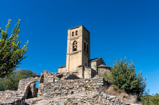 Church of Santa Maria de Baldos in Monta&ntilde;ana is from the 13th century, transition from Romanesque to Gothic. Huesca, Aragon, Spain.