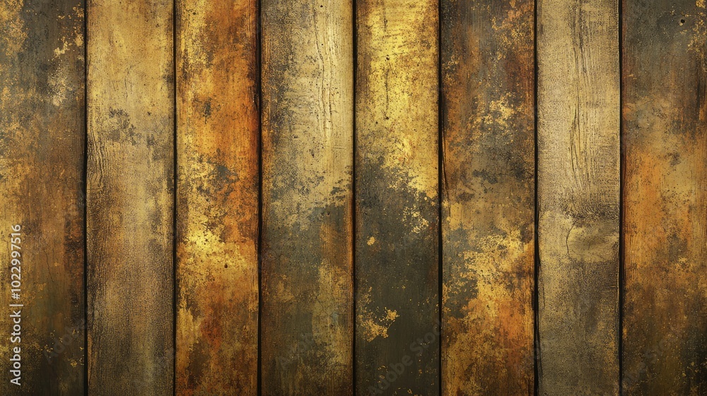 Poster 3d abstract mural design featuring an aged wood texture with a vibrant golden color scheme for wallp