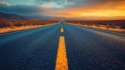 Fototapeta premium an empty road depicted with blurred surroundings creating a sense of motion and freedom symbolizing a journey yet to be taken and adventures awaiting ahead