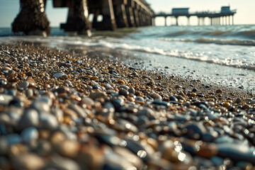 Sunset light and sea beach landscape generative AI