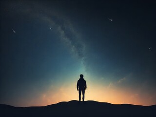 silhouette of a person looking at Starry Sky