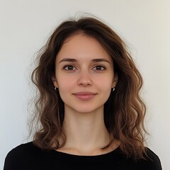 Portrait of a Young Woman with Long Brown Hair.