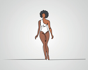 Stylish Woman in Casual Outfit Minimalist Illustration